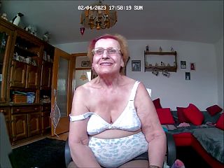 Granny in underwear and stockings