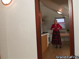 Cock-hungry granny fucked from both sides